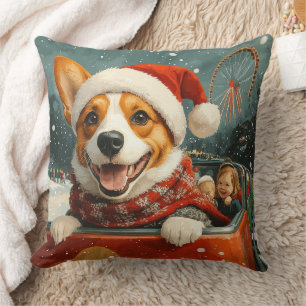 Basenji-Hund-Rollercoaster-Weihnachten Kissen