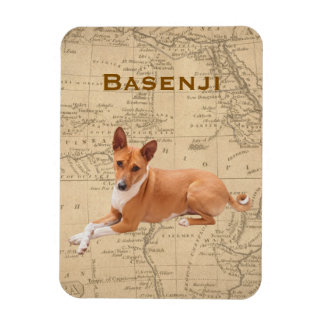 Basenji-Hund und Vintage-Afrika-Karte Magnet