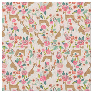 Basenji-Hund Vintage Blumen rosa Stoff