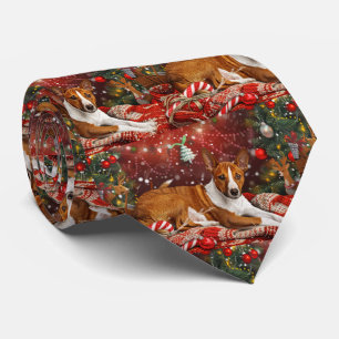 Basenji-Hund Weihnachtsfestlich Krawatte