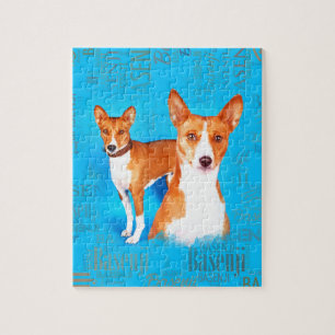 Basenji Hunde mit Wortwolke Muster Puzzle