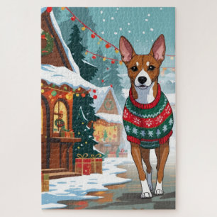Basenji-Hunde Weihnachten Schnee Urlaub Puzzle
