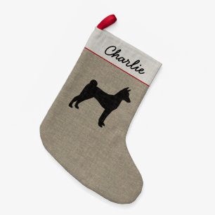 Basenji HundeSilhouette-personalisiertes Kleiner Weihnachtsstrumpf