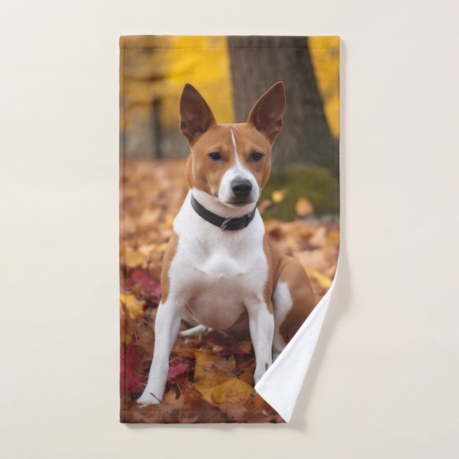 Basenji im Herbst Leaves Fall Inspiriert Badhandtuch Set (Handtuch)