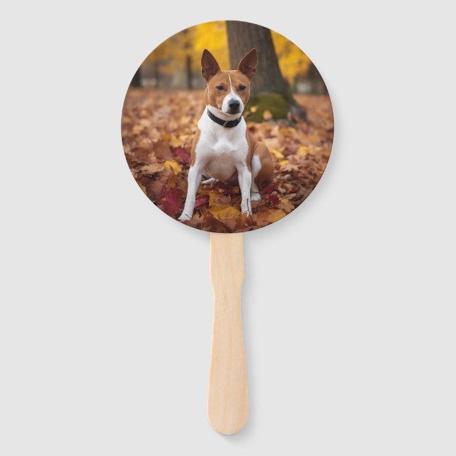 Basenji im Herbst Leaves Fall Inspiriert Fächer (Vorderseite)