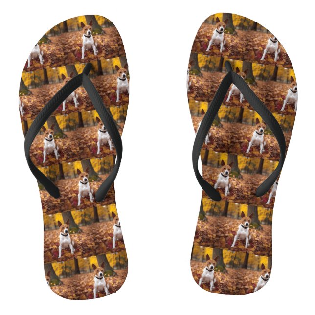 Basenji im Herbst Leaves Fall Inspiriert Flip Flops (Fußbett)