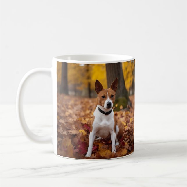 Basenji im Herbst Leaves Fall Inspiriert Kaffeetasse (Links)