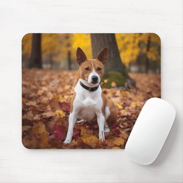 Basenji im Herbst Leaves Fall Inspiriert Mousepad (Mit Mouse)