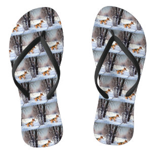 Basenji Lass es schneien Weihnachten Flip Flops