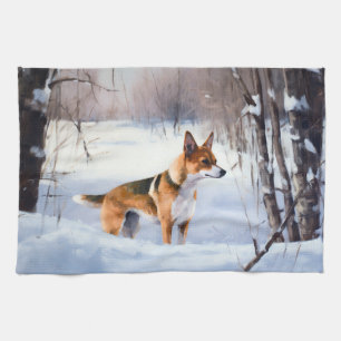 Basenji Lass es schneien Weihnachten Geschirrtuch