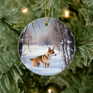 Basenji Lass es schneien Weihnachten  Keramik Ornament