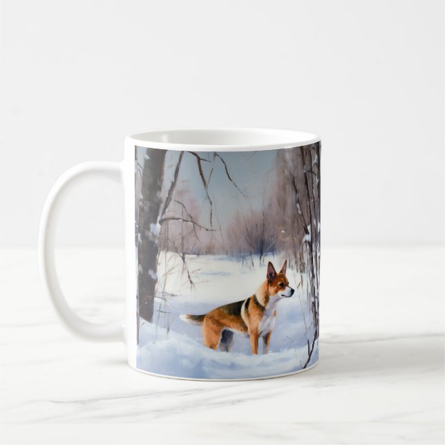 Basenji lassen es Schnee Weihnachten Kaffeetasse (Links)