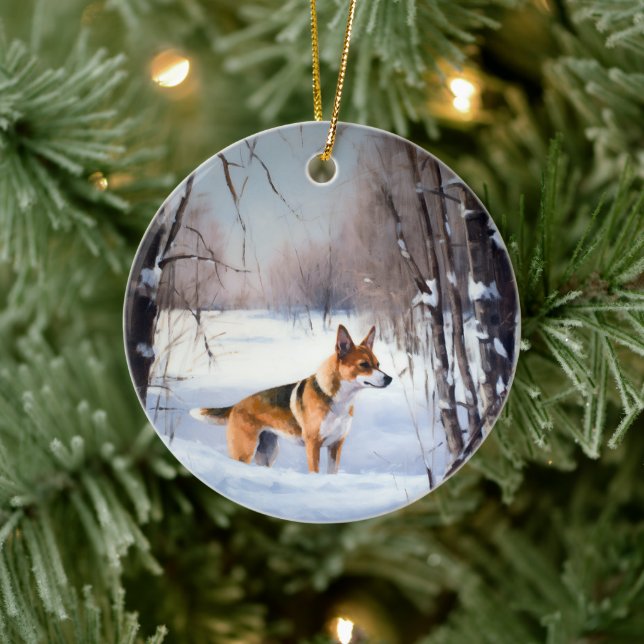 Basenji lassen es Schnee Weihnachten Keramik Ornament (Baum)