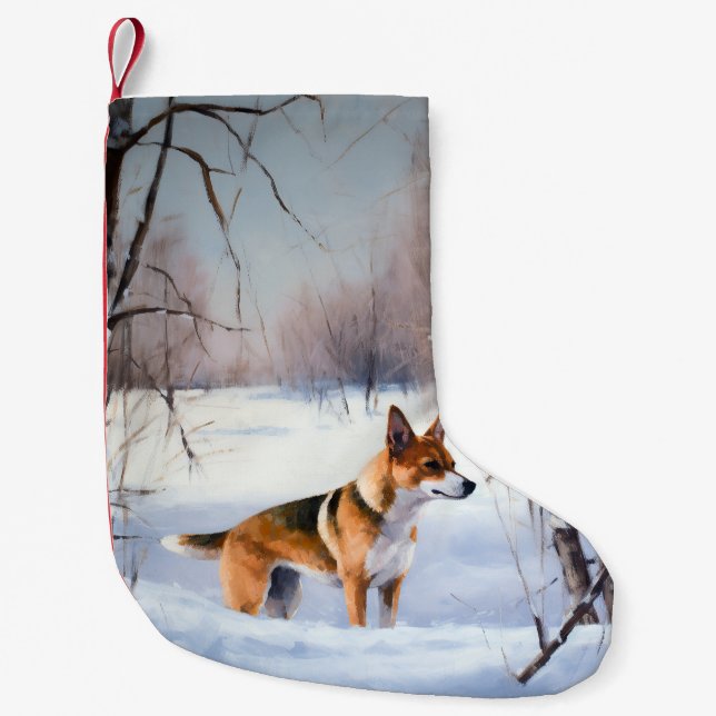 Basenji lassen es Schnee Weihnachten Kleiner Weihnachtsstrumpf (Vorderseite)