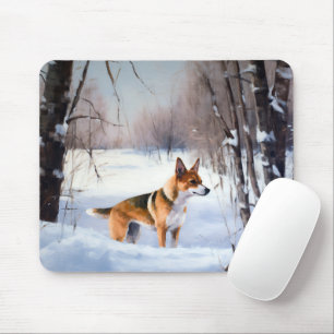 Basenji lassen es Schnee Weihnachten Mousepad