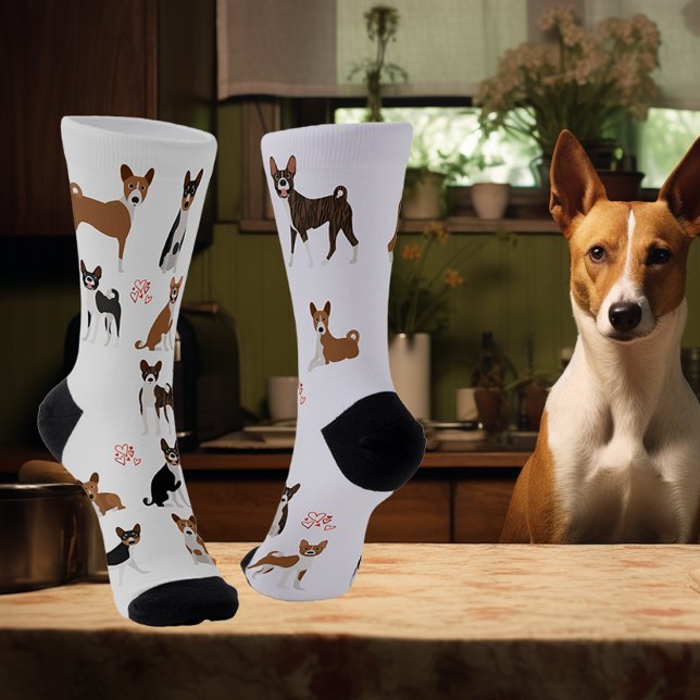 Basenji Love Hound Rasse Lustiges Muster Socken (Von Creator hochgeladen)