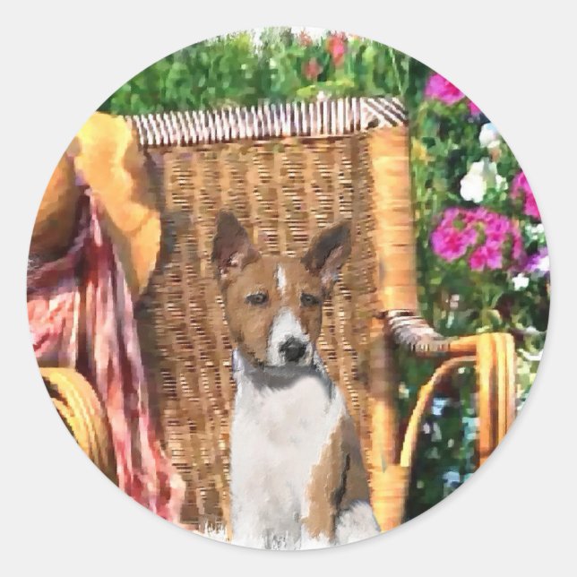 Basenji Lovers Kunstgeschenke Runder Aufkleber (Vorderseite)