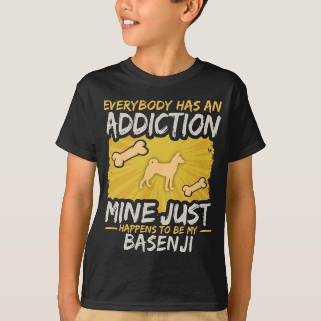 Basenji lustige Hundesucht T-Shirt (Vorderseite)
