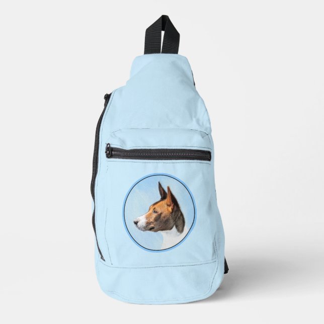 Basenji Malerei Kastanienrot Bindle Niedlicher Hun Crossbody Bag (Vorderseite)