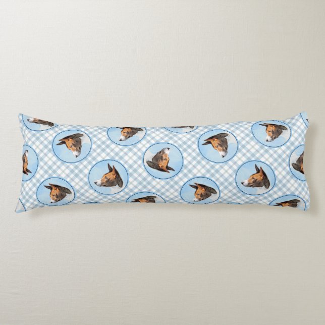 Basenji Malerei Kastanienrot Bindle Niedlicher Hun Seitenschläferkissen (Vorderseite)