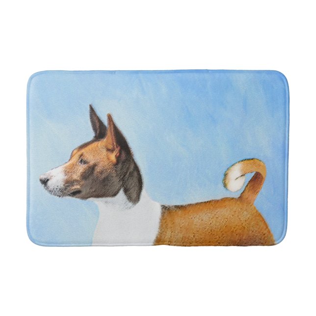 Basenji Malerei - Niedliche Originalkunst Badematte (Vorderseite)