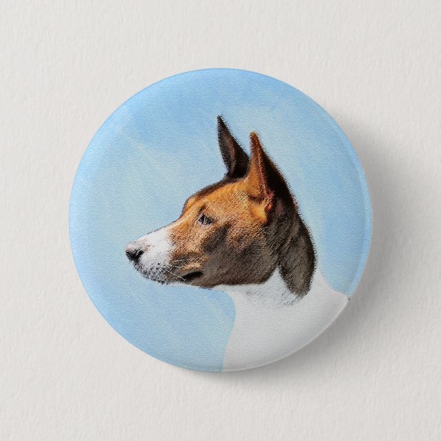 Basenji Malerei - Niedliche Originalkunst Button (Vorderseite)