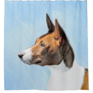 Basenji Malerei - Niedliche Originalkunst Duschvorhang