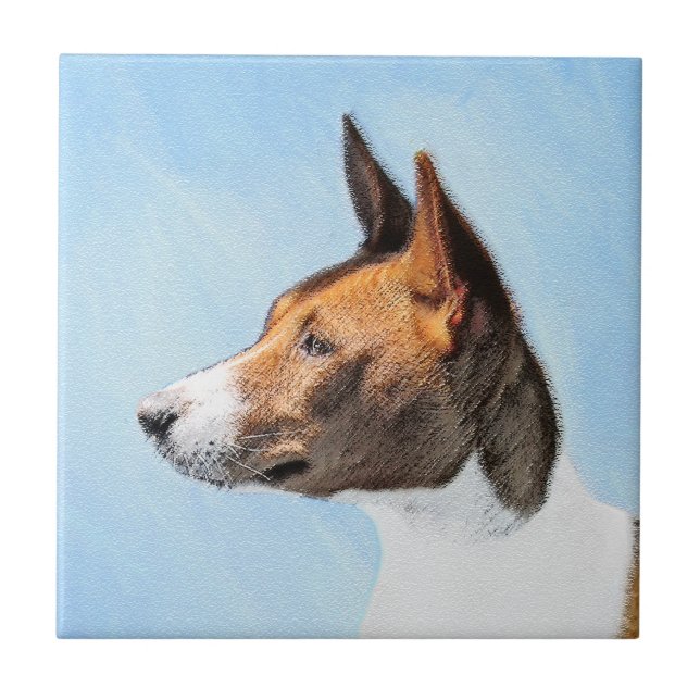 Basenji Malerei - Niedliche Originalkunst Fliese (Vorderseite)
