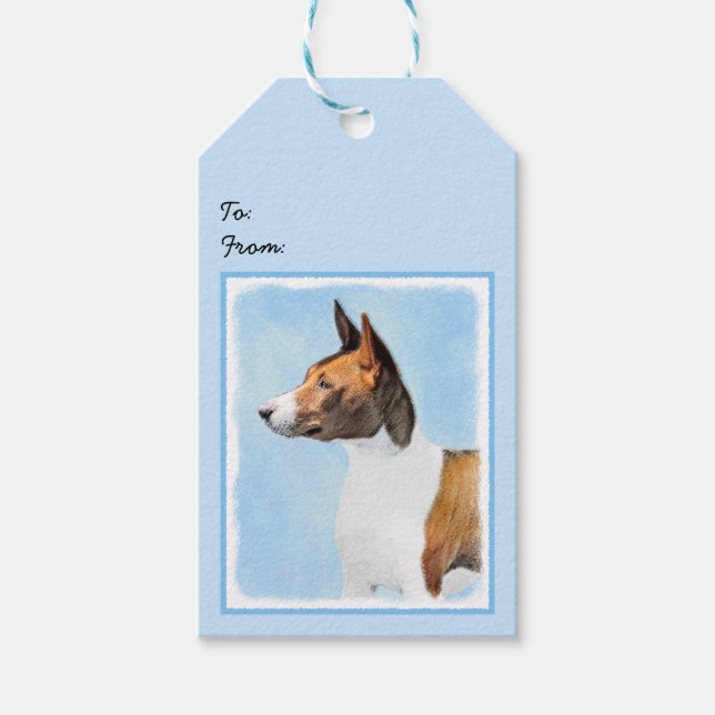 Basenji Malerei - Niedliche Originalkunst Geschenkanhänger (Vorderseite)