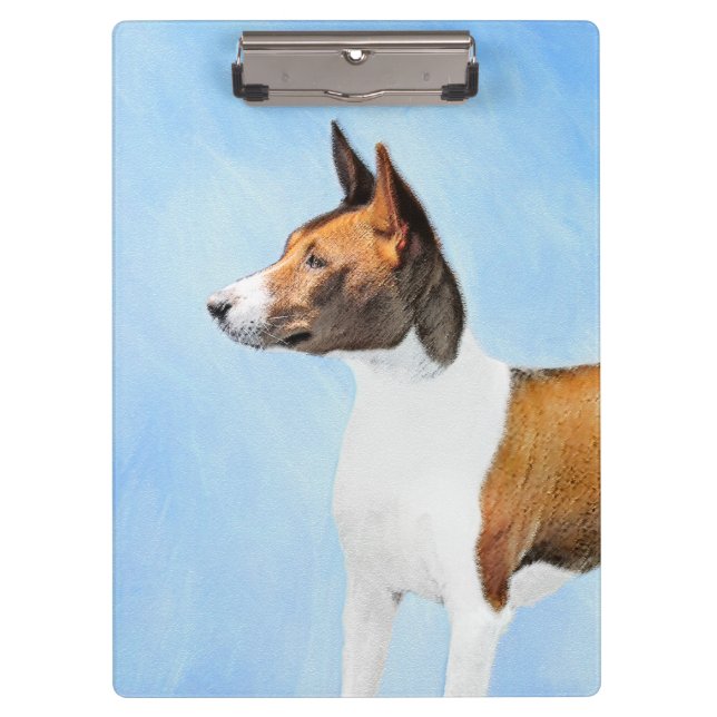 Basenji Malerei - Niedliche Originalkunst Klemmbrett (Vorderseite)