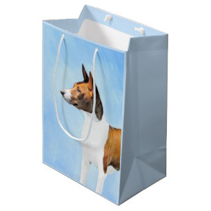 Basenji Malerei - Niedliche Originalkunst Mittlere Geschenktüte