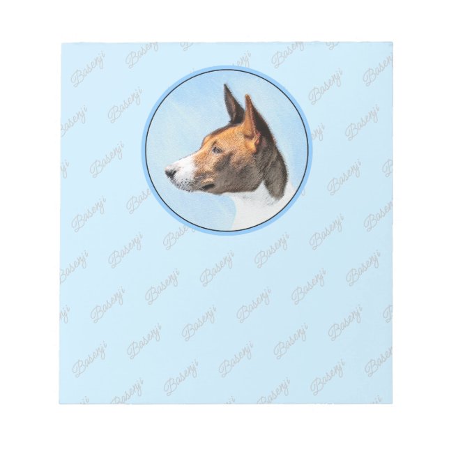 Basenji Malerei - Niedliche Originalkunst Notizblock (Vorderseite)