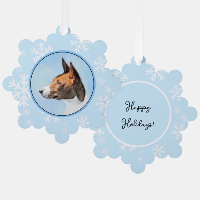 Basenji Malerei - Niedliche Originalkunst Ornament Karte (Vorderseite/Rückseite)