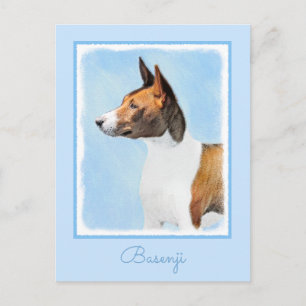 Basenji Malerei - Niedliche Originalkunst Postkarte