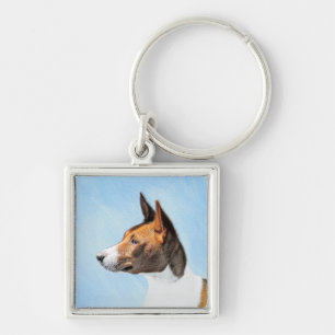 Basenji Malerei - Niedliche Originalkunst Schlüsselanhänger
