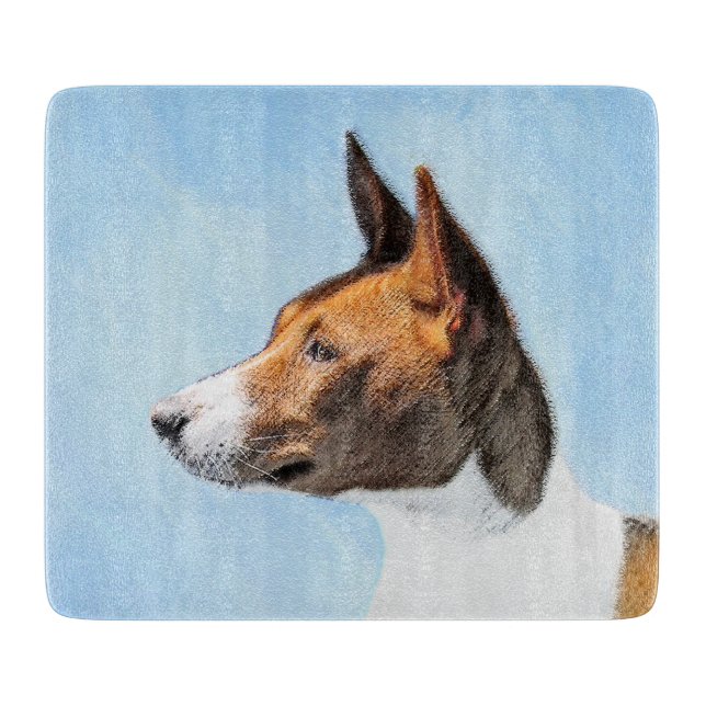 Basenji Malerei - Niedliche Originalkunst Schneidebrett (Vorderseite)