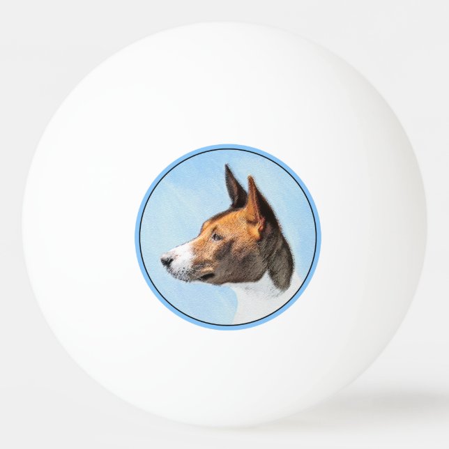 Basenji Malerei - Niedliche Originalkunst Tischtennisball (Vorderseite)