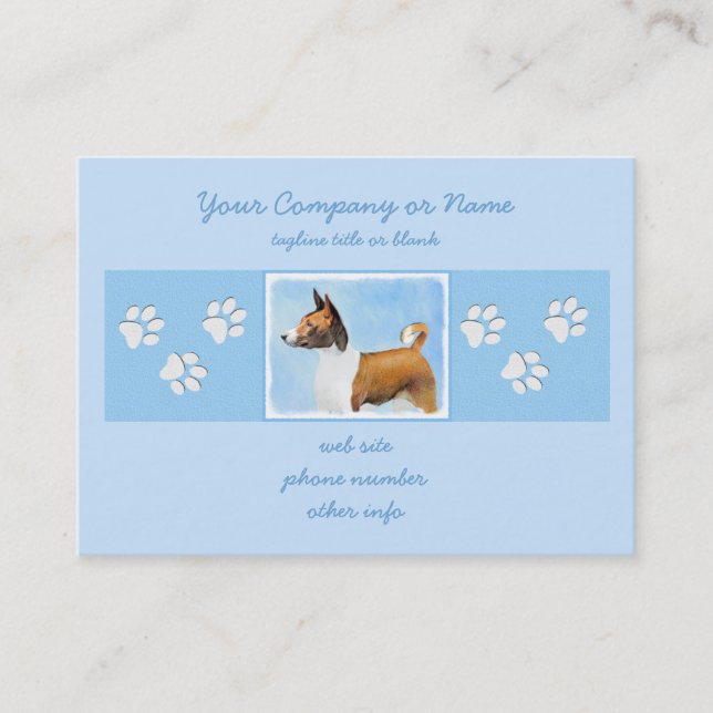 Basenji Malerei - Niedliche Originalkunst Visitenkarte (Vorderseite)