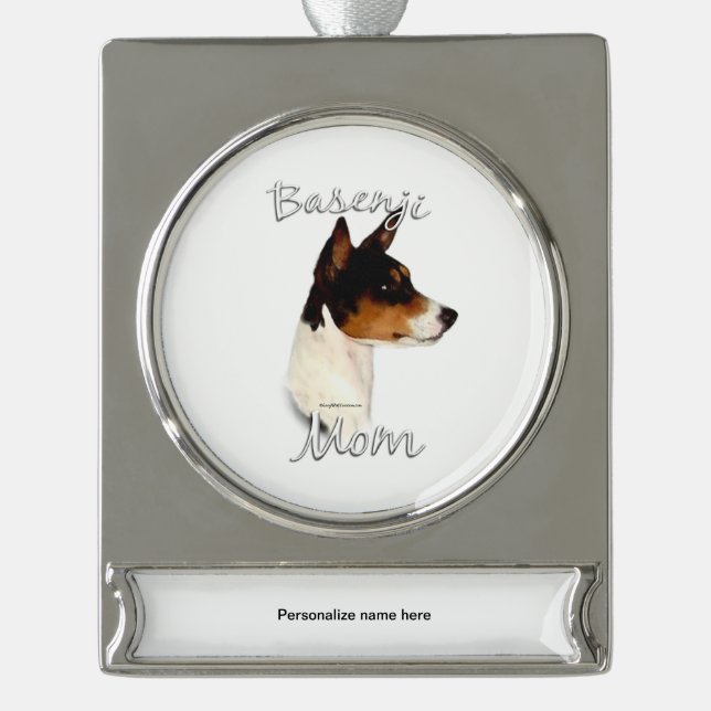 Basenji-Mama 2 Banner-Ornament Silber (Vorderseite)