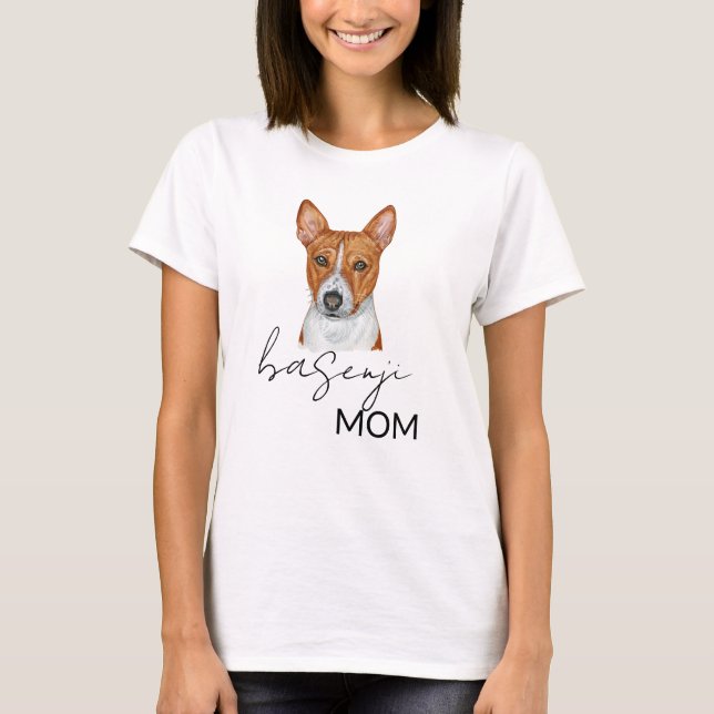 Basenji Mama Niedlich Watercolor Dog Liebhaber T-Shirt (Vorderseite)