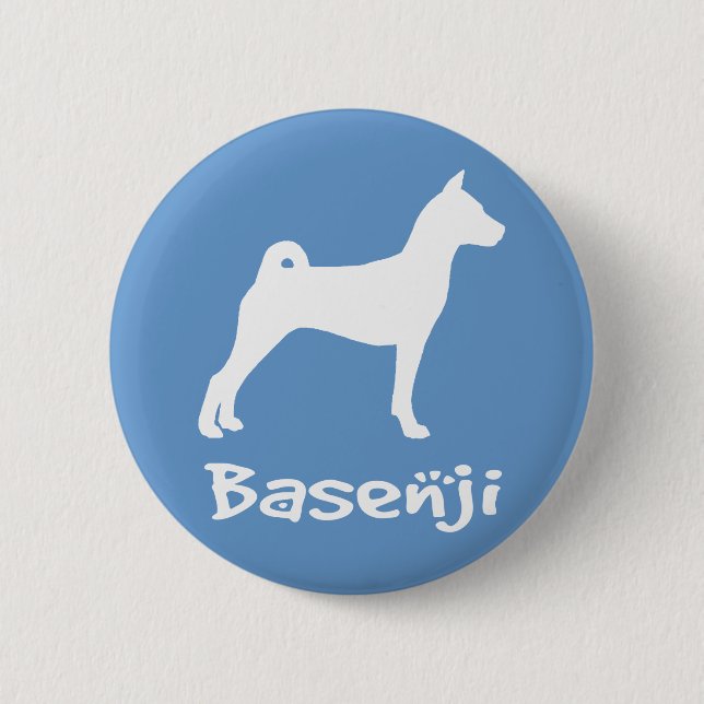 Basenji mit coolem Text (im Weiß) Button (Vorderseite)