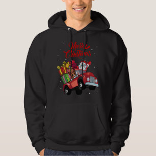 Basenji mit dem Weihnachtsmann in Red Truck Dog Hoodie