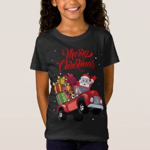 Basenji mit dem Weihnachtsmann in Red Truck Dog T-Shirt