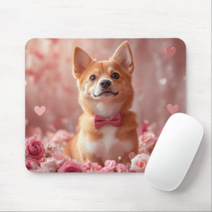 Basenji mit Rose - Valentinstag Mousepad
