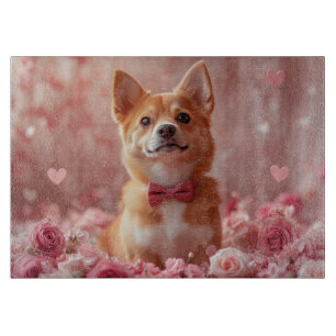Basenji mit Rose - Valentinstag Schneidebrett