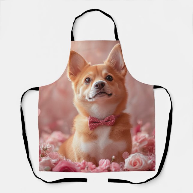 Basenji mit Rose - Valentinstag Schürze (Vorderseite)