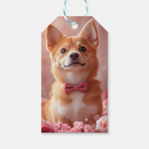 Basenji mit Rosen - Valentinstag Geschenkanhänger