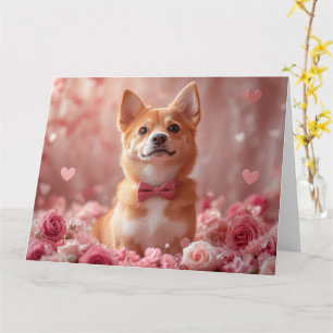 Basenji mit Rosen - Valentinstag Karte