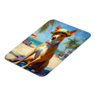 Basenji on Beach, Sommergeschenk für Hundefreunde Magnet