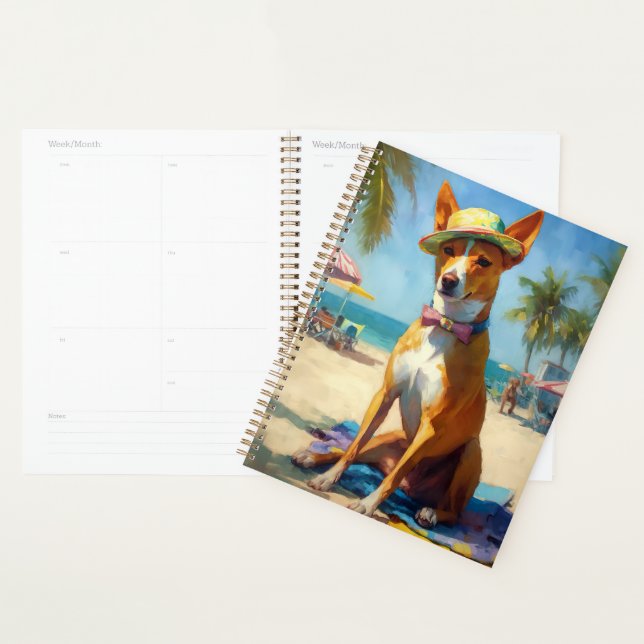 Basenji on Beach, Sommergeschenk für Hundefreunde Planer (Anzeige)